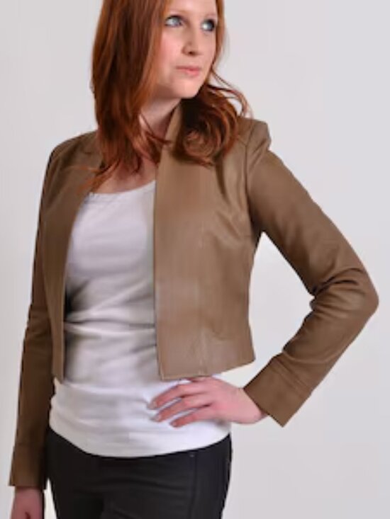Ivy & White Jackets & Blazers - Taupe Lambskin Cropped Jacket – new with tags